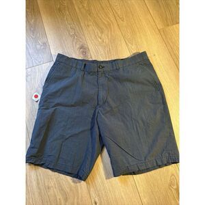 Perry‎ Ellis Regular Fit Mens Size 36 Blue Stripe Flat Front Shorts 10" Inseam